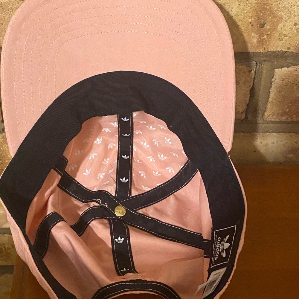 Women's Coral Pink Adidas Gold Embellished Logo Strapback‎ Hat OSFA - Picture 3 of 3